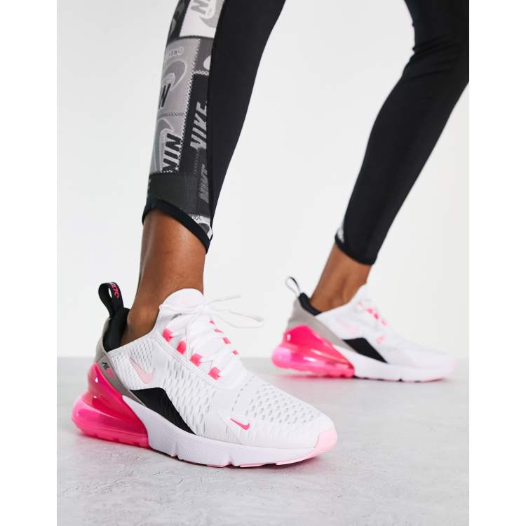 Nike Air Max 270 trainers in white and hyper pink