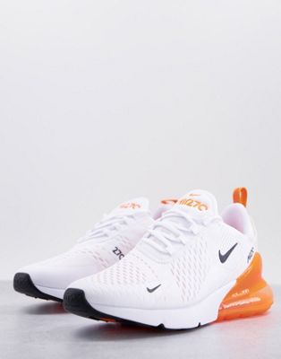 Nike Air Max 270 trainers in white and orange