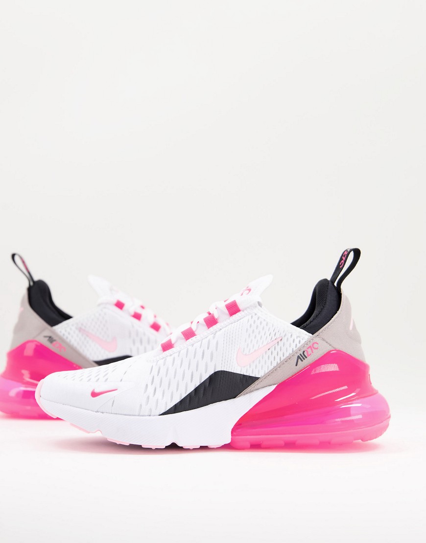 Nike Air Max 270 trainers in white black and pink