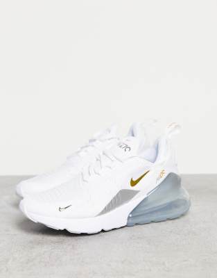 Nike Air Max 270 trainers in white gold and silver