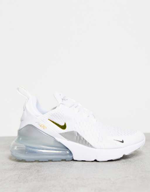 Nike Air Max 270 trainers in white gold and silver