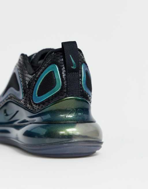 Nike air max 720 sneakers 2025 in black and iridescent blue