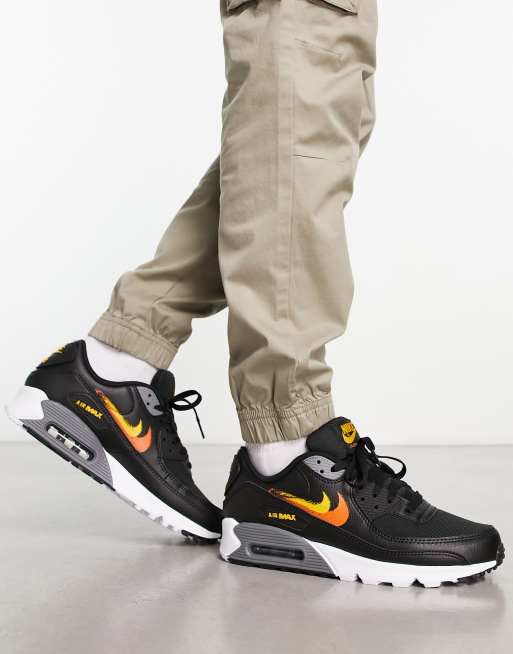 Nike Air Max 90 Baskets virgule double Noir et orange ASOS