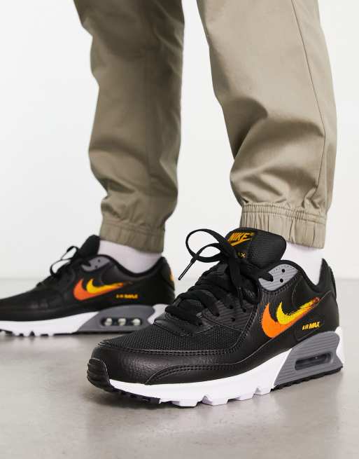 Nike Air Max 90 Baskets virgule double Noir et orange ASOS