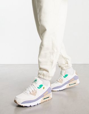 Nike Air Max 90 trainers in off white and blue - ASOS Price Checker
