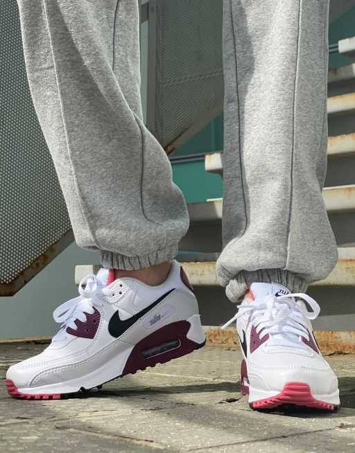 Mojado secretamente Acrobacia Nike - Air Max 90 - Baskets - Blanc et bordeaux | ASOS