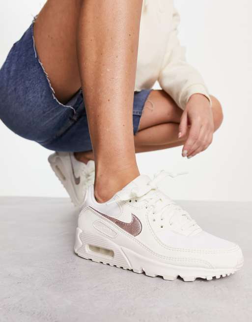 Nike Air Max 90 Baskets Blanc et rose oxford ASOS