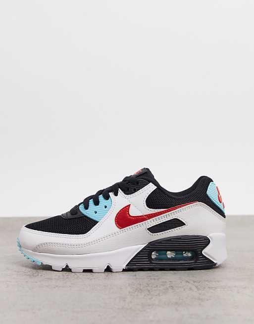 Nike - Air Max 90 - Baskets - Blanc, rouge et bleu Nike - Air Max 90 - Baskets - Blanc, rouge et bleu
