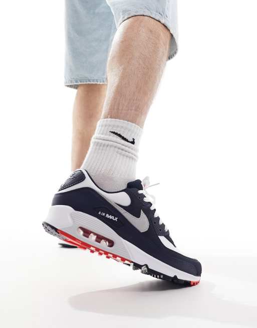 Nike Air Max 90 Baskets Bleu marine blanc rouge ASOS