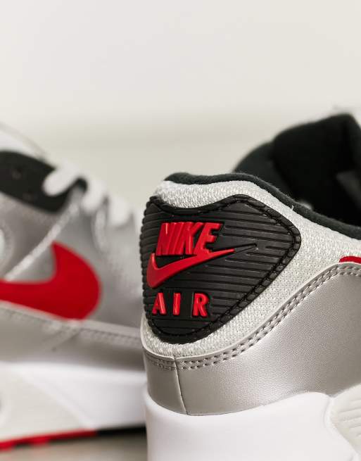 Nike air max silver on sale red