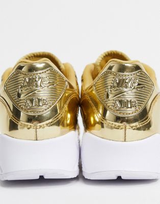 nike air max 90 liquid metal sneakers in gold