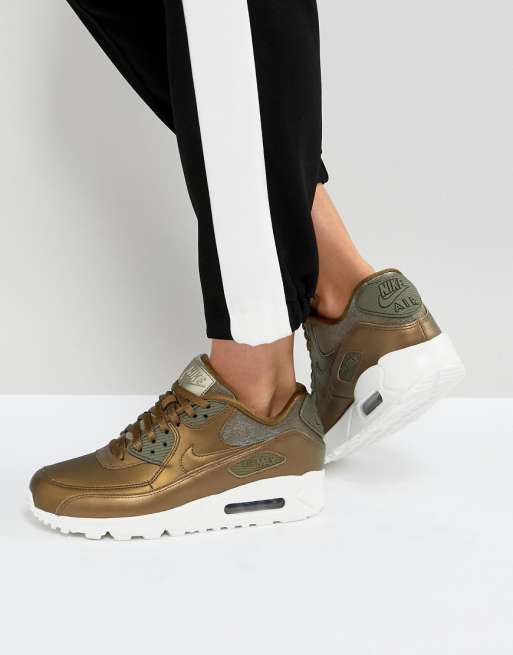 Nike Air Max 90 Premium Sneakers In Metallic Gold | ASOS
