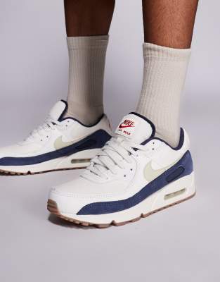 Air Max 90 PRM sneakers in off white and navy