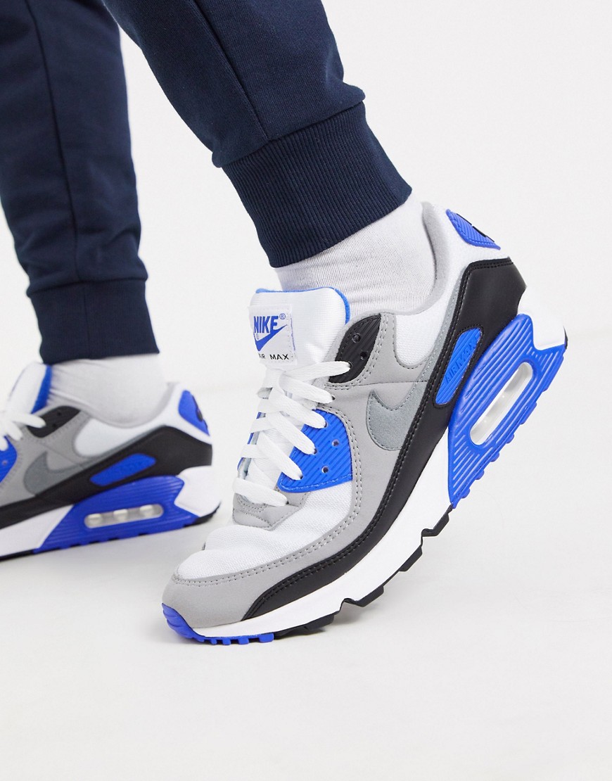 Nike - Air Max 90 Recraft - Sneakers bianche/blu reale-Bianco