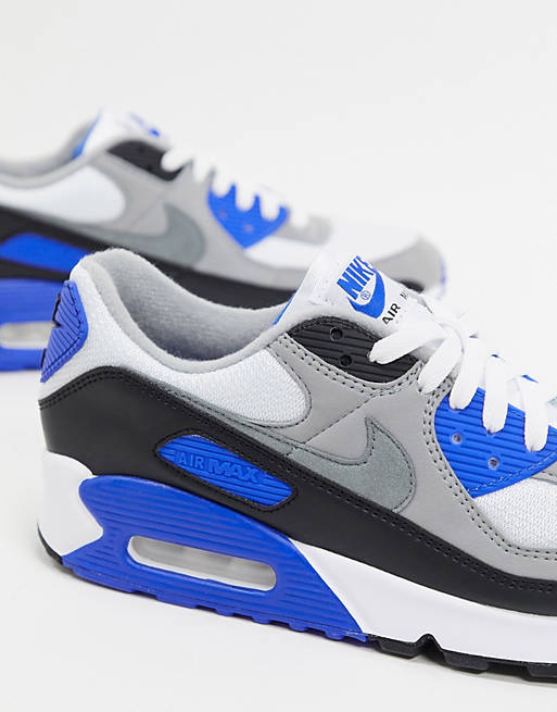 Nike Air Max 90 Recraft trainers in white/royal blue