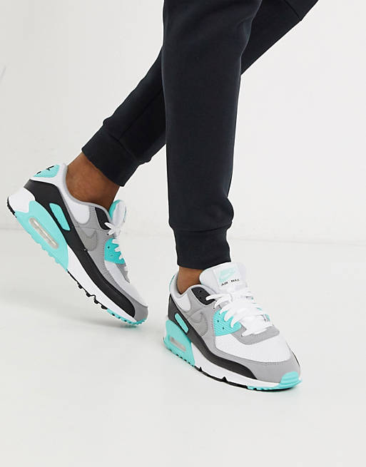 Nike Air Max 90 Recraft trainers in white/turquoise