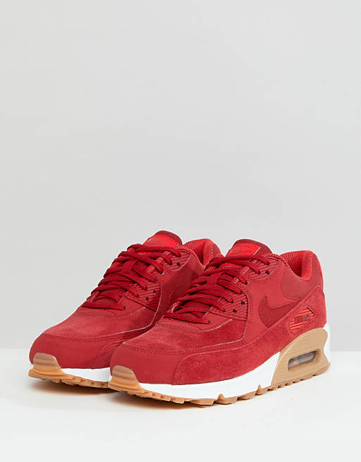 Nike Air Max 90 Red Suede Trainers With Gum Sole | Asos