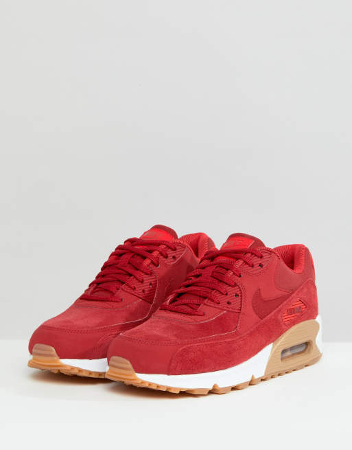 Nike Air Max 90 Red Suede Trainers With Gum Sole ASOS