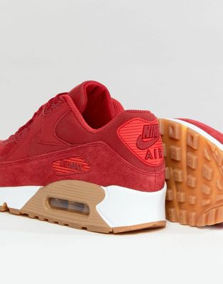 Nike Air Max 90 Red Suede Trainers With 
