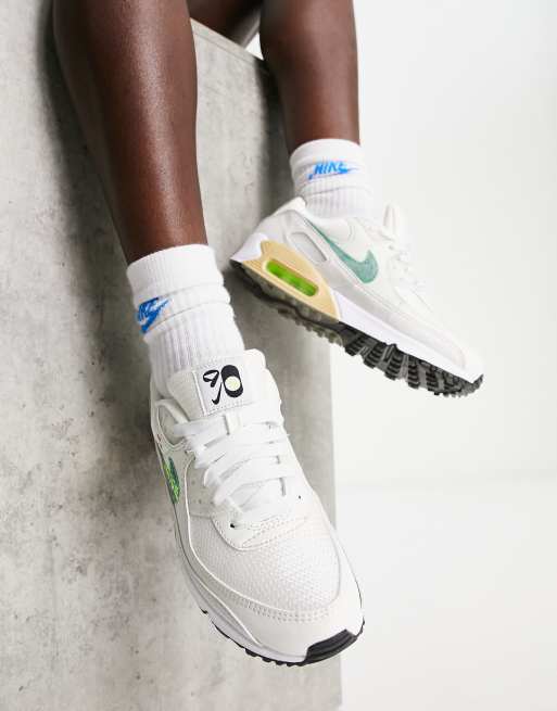 trappe akse Utålelig Nike - Air Max 90 SE - Råhvide og grønne sneakers | ASOS