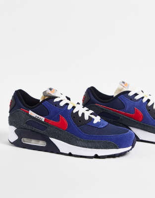 red and blue nike air max 90