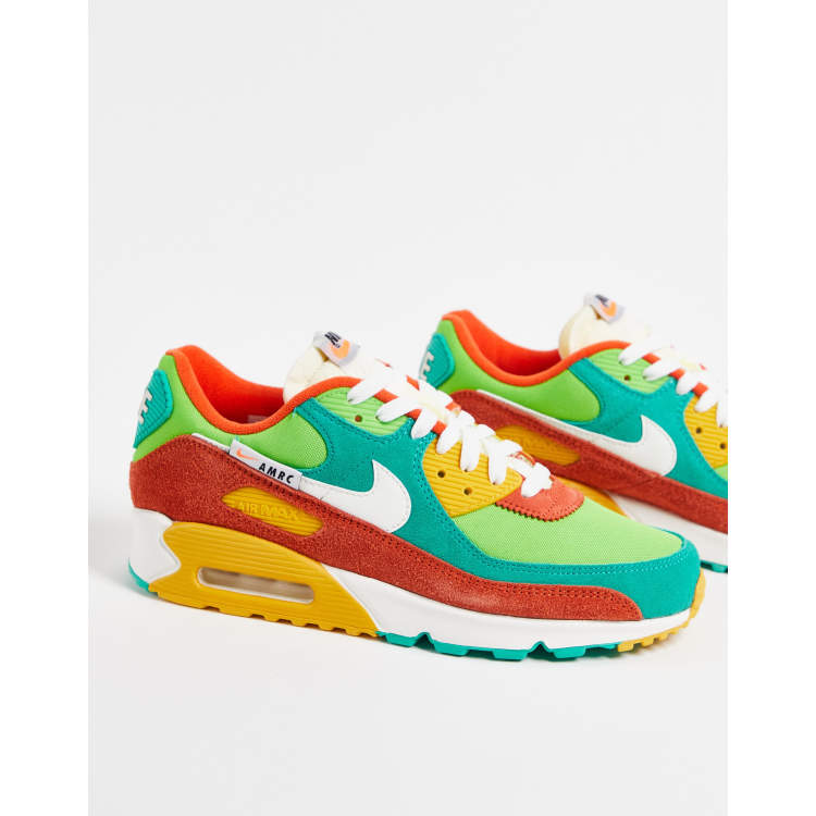 nike air max 90 se sneakers in roma green/orange