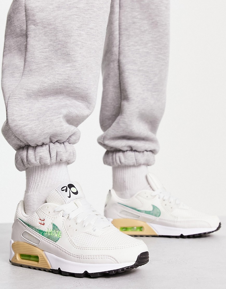 Nike Air Max 90 SE trainers in summit white and neptune green