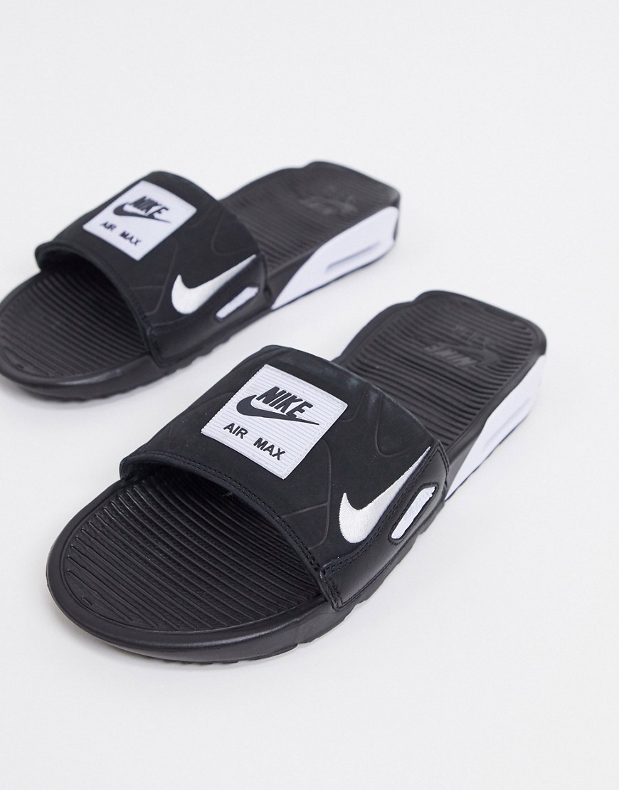 Nike Air Max 90 slides in black/white