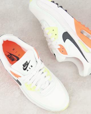 nike air max 90 trainers in off white and orange