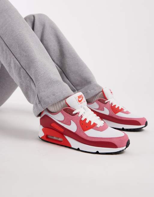 Nike – Air Max 90 – Sneaker in Weiß, Rosa und Burgunderrot, 2 von 5