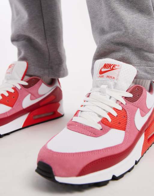 Nike – Air Max 90 – Sneaker in Weiß, Rosa und Burgunderrot, 3 von 5