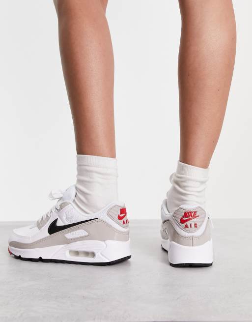 Nike Air Max 90 Sneakers bianche grigie e rosse ASOS