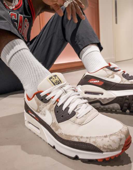 Lækker Kælder bad Nike - Air Max 90 - Sneakers i lys beige og velour-brun | ASOS