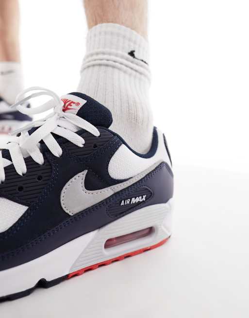Nike Air Max - 90 - Sneakers i marineblå/hvid/rød, 3 af 5