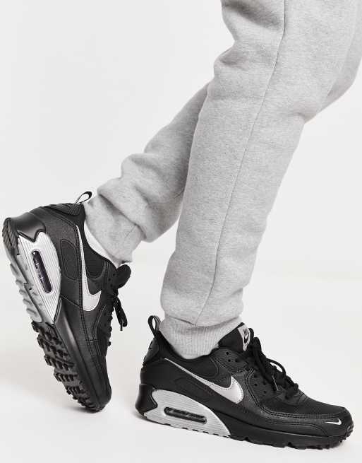Nike - Air Max 90 - Sneakers i sort og metallisk grå, 4 af 4
