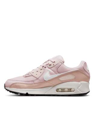 Nike Air Max 90 sneakers in barely rose summit white and pink oxford