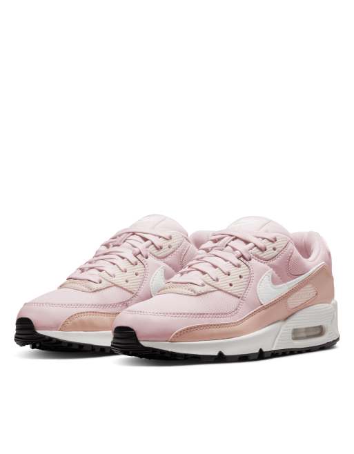 Nike Air Max 90 sneakers in barely rose summit white and pink oxford