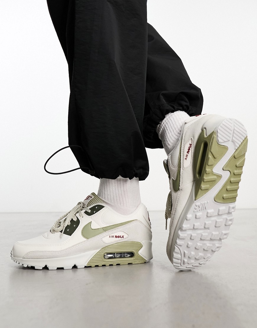 Shop Nike Air Max 90 Sneakers In Beige And Khaki-green