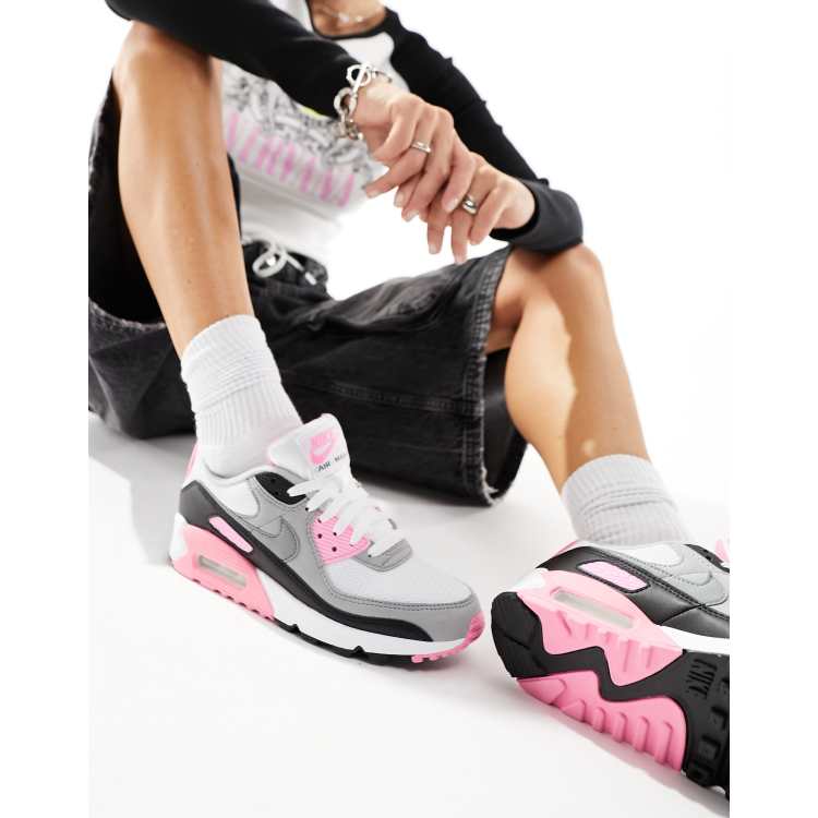 Nike Air Max 90 sneakers in gray and pink rose