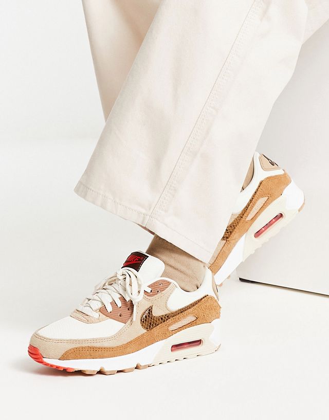 Nike Air Max 90 sneakers in ivory and red