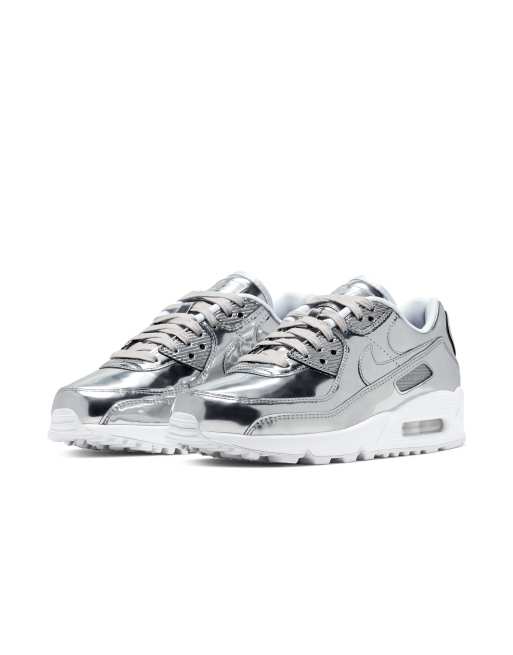 Nike Air Max 90 sneakers in metallic silver , 4 of 4