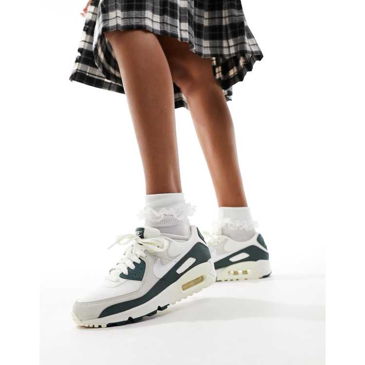 Nike Air Max 90 sneakers in off white and dark green ASOS