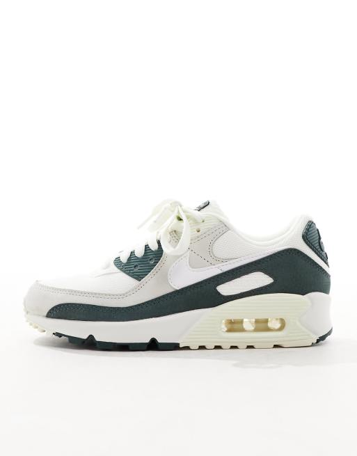 Nike Air Max 90 sneakers in off white and dark green ASOS