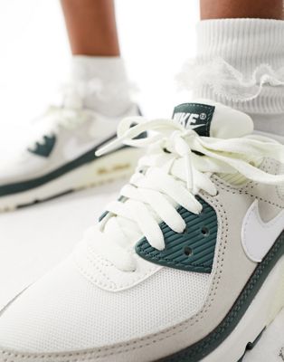 Nike Air Max 90 sneakers in off white and dark green