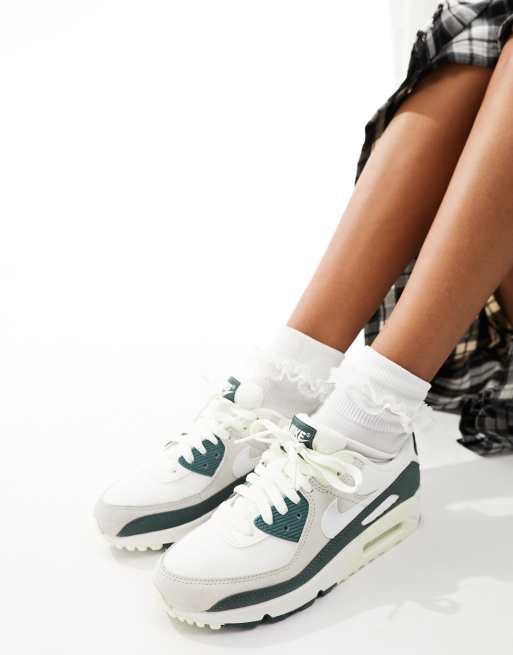 Nike Air Max 90 sneakers in off white and dark green ASOS