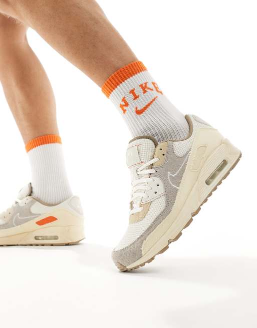 Nike Air Max 90 sneakers in off-white and orange | ASOS