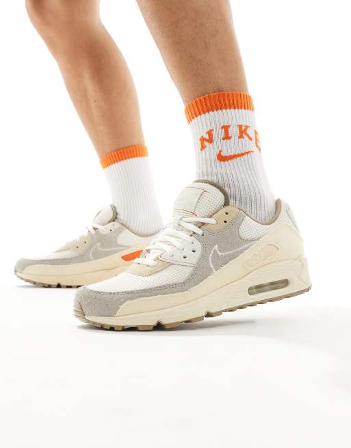 Nike Air Max 90 sneakers in off-white and orange ASOS