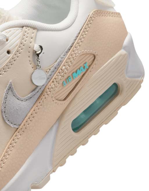 Nike Air Max 90 sneakers in off white and silver