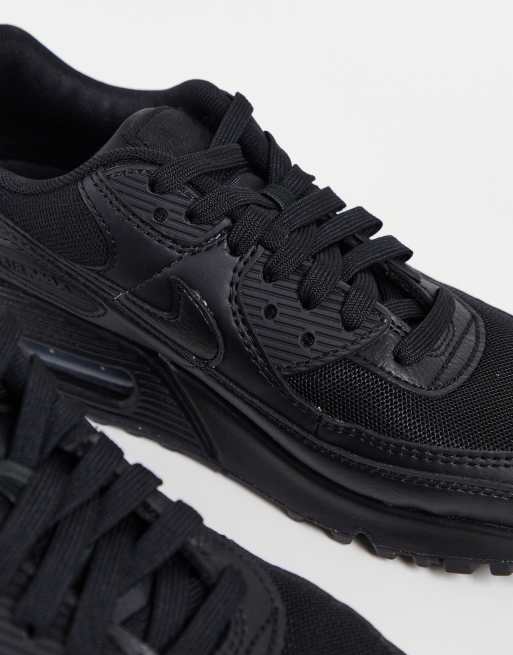 Nike Air Max 90 Black Leather Custom Sneakers