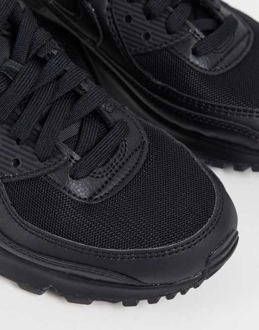 Nike Air Max 90 Black Leather Custom Sneakers